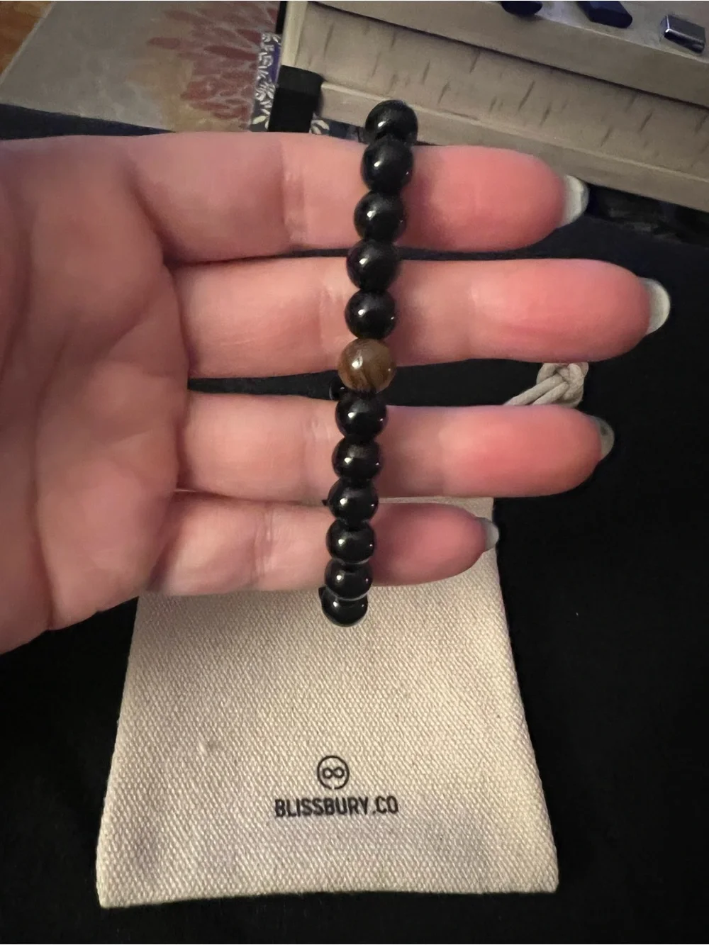 Black Beaded Bracelet with Brown Accent - Women Jewelry Bracelets
